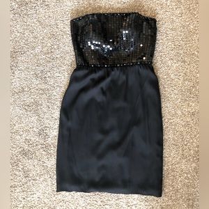 Black silk and sequin semi-formal dress